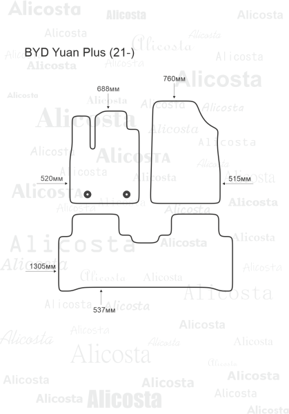 Ворсовые коврики в салон BYD Yuan Plus (21-)