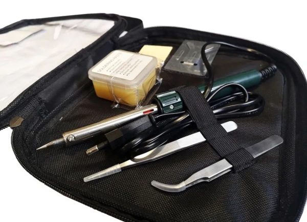 Паяльник электрический с набором инструментов и аксессуаров 6пр.(220V,50Hz,60W,пинцеты-2шт,расходники)в сумке