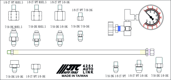Тестер давления масла гидроусилителя руля в кейсе JTC 4251