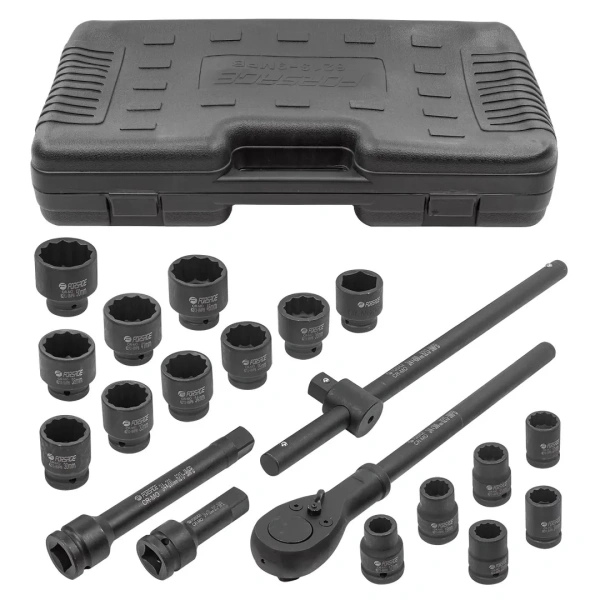 Набор инструментов ударных 21пр.3/4''(12гр)(17,19,21,22,24,27,30,32,34,35,36,36-6гр,38,41,46,50мм), в кейсе