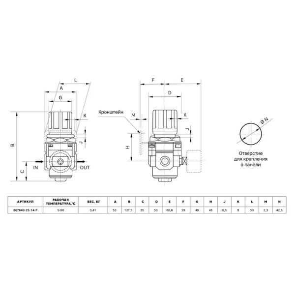 Регулятор давления с манометром GARWIN PRO 807640-25-14-Р (1/4")