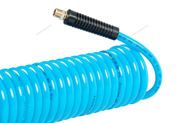 Шланг воздушный спиральный полиуретановый NORDBERG HS0816PU, Ø8х12 мм, 16 м