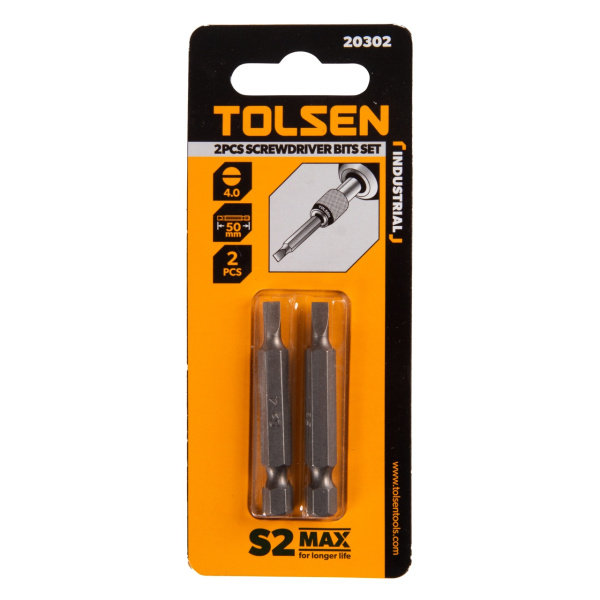 Набор вставок (бит) торцевых 1/4" Slotted 4х0,5 мм 50 мм 2 предмета TOLSEN TT20302