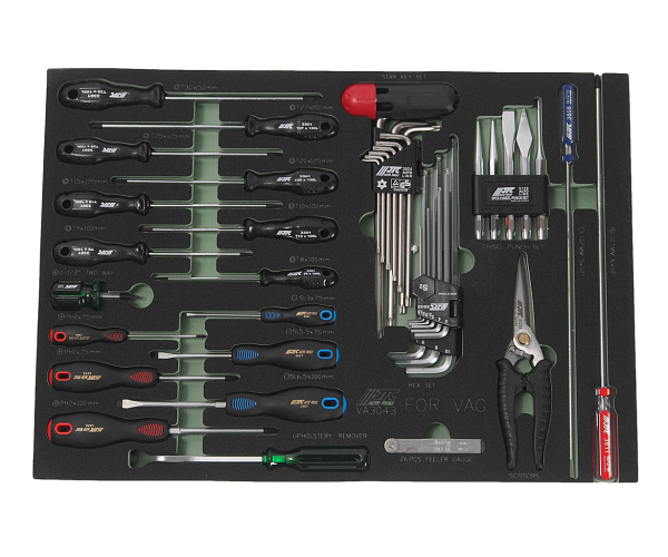 Набор инструментов слесарно-монтажный JTC VA3043 (VAG, 43 предмета  в ложементе)
