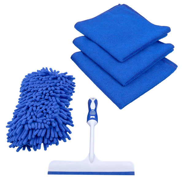 Набор для мойки а/м 5пр. (скребок: ручка 400мм, щетка 200мм, губка для ухода за авто 220х110х50мм, салфетки 400х400мм)