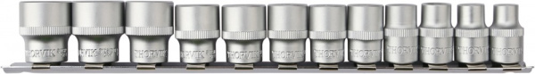 Набор головок торцевых 12-гранных Thorvik S12S1212SM (3/8"DR на держателе, 8-19 мм, 12 предметов)