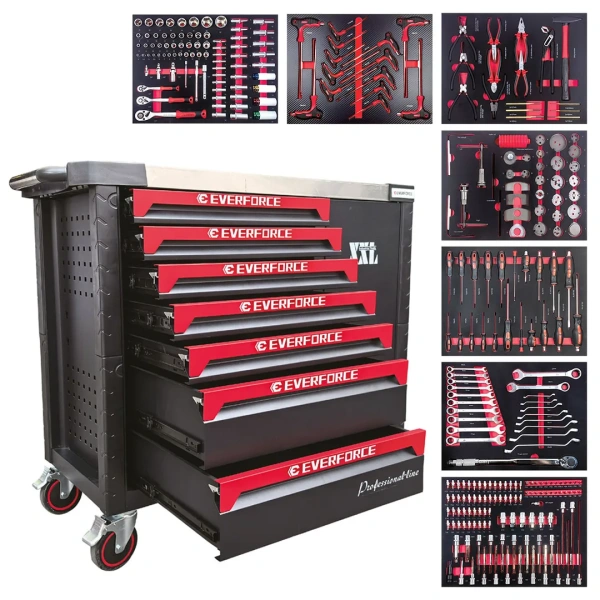 Тележка инструментальная 7-и полочная (размер XXL-115см)с набором инструментов 289пр