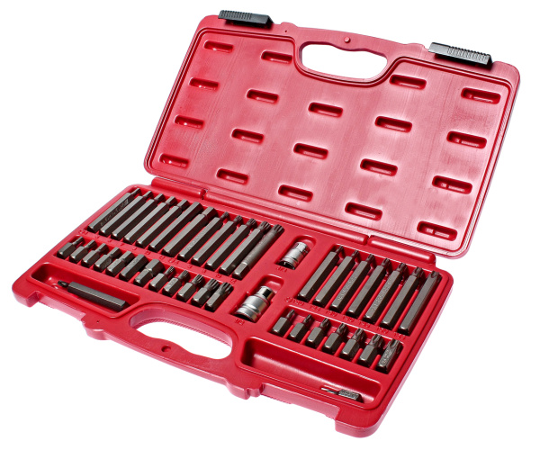 Набор бит HEX, TORX, SPLINE 6-ти гранных JTC 3933 (1/2", 3/8", 2 держателя, 42 предмета в кейсе)