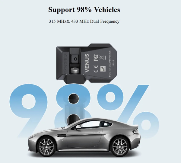 Датчик TPMS зажимной программируемый универсальный металлический THINKCAR VENU 5 (433МГц+315МГц, черный)