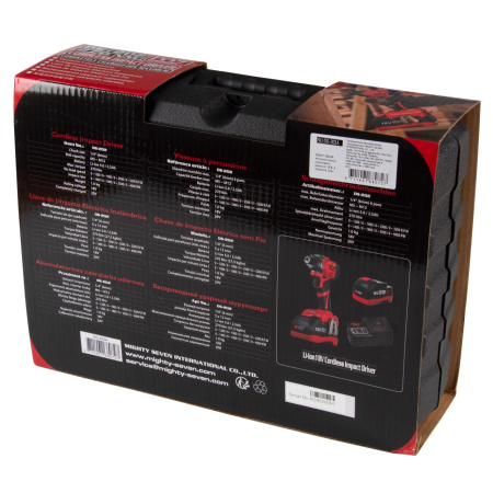 Аккумуляторный шуруповерт MIGHTY SEVEN DS-202AP, ударный, 18 В, 4 предмета, кейс, в комплекте набор бит