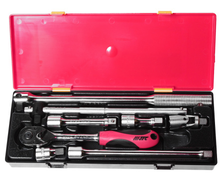 Набор инструментов слесарно-монтажный JTC K4082 (1/2", 8 предметов в кейсе, ключ трещот.,ворот.,удлинит.)