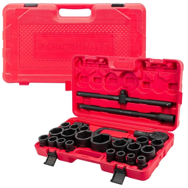 Набор инструментов ударных ''Profi''26пр, 6гр, 3/4''(17,19,21,22,24,27,30,32-36,36-12гр,38,41,46,50) 1''(55,60,65), в кейсе