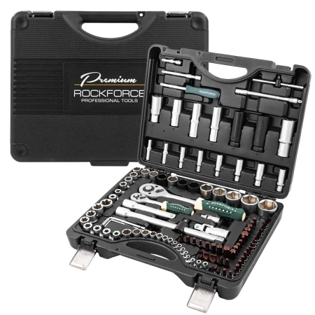 Набор инструментов 108+6пр.1/4''1/2''(6гр.)+(гол.-бита1/4'':T40,биты 5/16'':М5,6,8,10,12,14,головка 1/2''8мм,ключиГ-обр.:4,5,6мм,T20H,T25H, удл. гибк.1/4'')