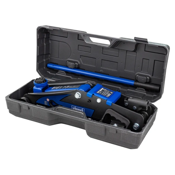 Домкрат подкатной гидравлический 2.5т с фиксацией (h min 140мм, h max 387мм) в кейсе