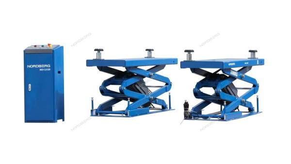 Подъемник ножничный 3,5т с встроенными адаптерами для SUV авто 220В синий/серый NORDBERG N631-3,5