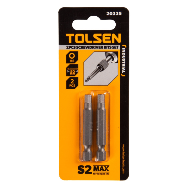 Набор вставок (бит) торцевых 1/4" Hex 5 мм 50 мм 2 предмета TOLSEN TT20335