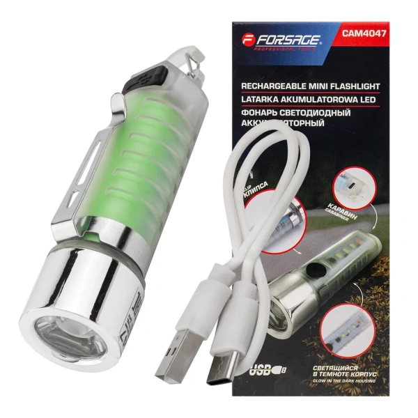 Фонарь светодиодный аккумуляторный(100 Лм, IPХ5.,500 мАч., время работы до 3 ч.)