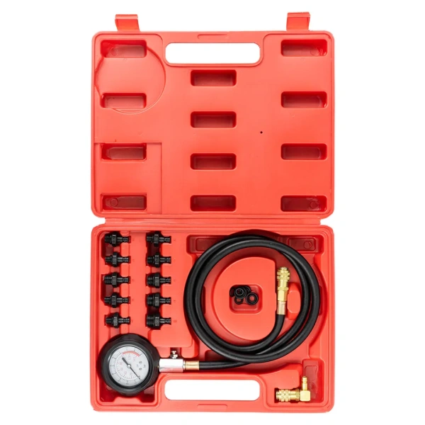 Тестер давления масла в комплекте с резьбовыми переходниками 12пр.(0-10Bar), в кейсе