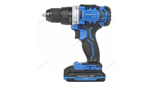 Шуруповерт аккумуляторный NORDBERG NE105K (макс. Ø сверла 13 мм, 20 В, 50 Нм, с 2 аккумуляторами и зарядным устройством)