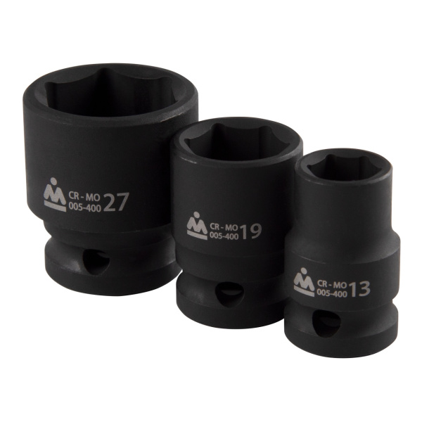 Набор ударных торцевых головок шестигранных МАСТАК 5-054022 (1/2", 10-27 мм, ложемент, 22 предмета)