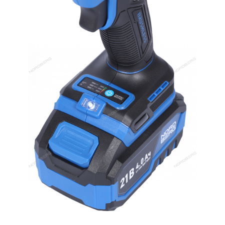 Гайковерт аккумуляторный NORDBERG NE805K (1/2", 21 В, 1000 Нм, с двумя 4 A аккум. и зар. уст-вом, в кейсе)
