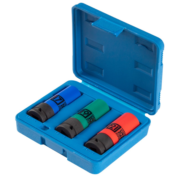 Набор ударных глубоких торцевых головок 1/2" шестигранные 17, 19, 21 мм KING TONY 44905MP