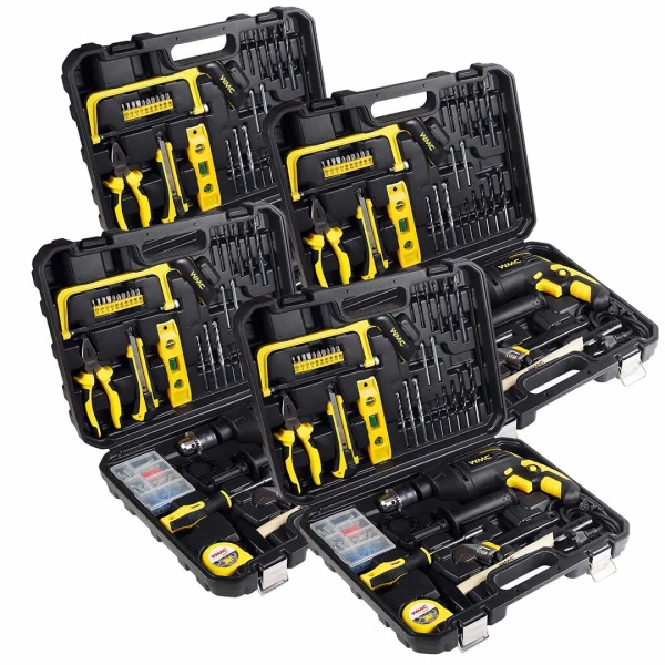 ( 4 K-T ) Набор инструментов 96пр(дрель ударная ,набор бит , сверло ,плоск , уровень ,ножовка ,кл разводной ,рулетка ,ножовка ,уровень ,нож , комплект