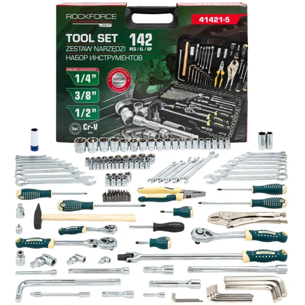 Набор инструментов 142пр. 1/4'', 3/8'', 1/2''(6гр.)