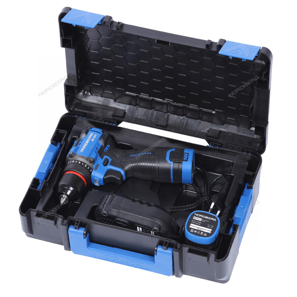 Шуруповерт аккумуляторный NORDBERG NE104K (макс.Ø сверла 10 мм, 16 В, 60 Нм, 2 аккумулятора и зарядное устройство)