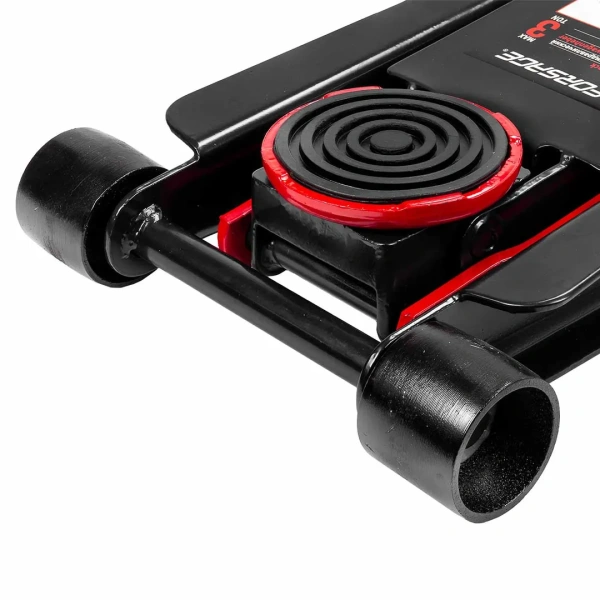 Домкрат подкатной гидравлический двухпоршневой 3т низкопрофильный с прорезиненной накладкой на рукоятке (h min 75мм, h max 510мм)