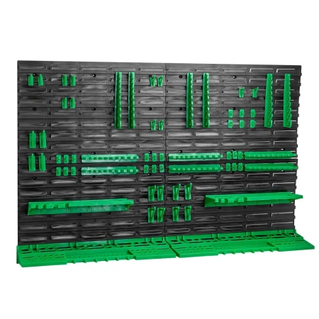 Настенный пластиковый стеллаж-стенд для инструментов 78х115,2см (полки для ключей и инструментов 4шт, крючки 24шт, держатели для ключей 6шт)