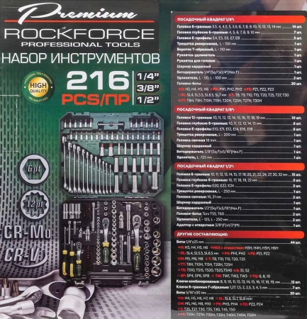 Набор инструментов 216пр. 1/4''3/8''1/2''(6гр, 12гр)