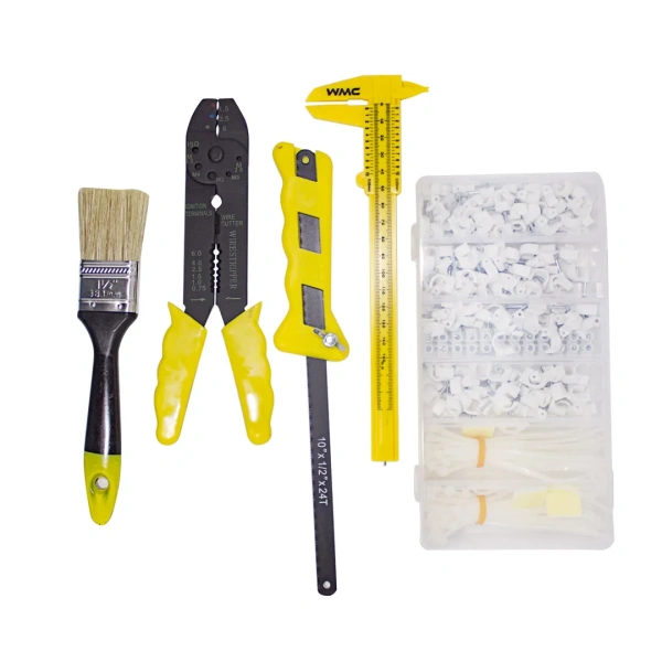 Набор инструментов 319пр.(кисточка,штангенциркуль,съемник изоляции,ножовка,держатели кабеля,клеммы,хомуты)