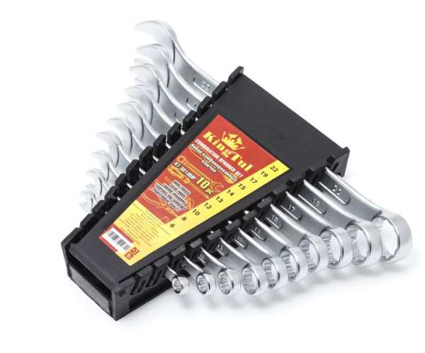 Набор ключей комбинированных 10пр. (6,8,10,12, 13,14,15,17,19,22мм) в пласт. держателе