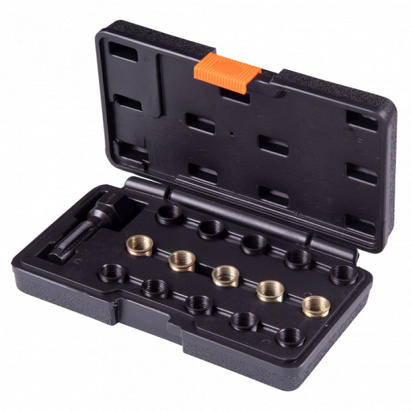 Метчик для восстановления свечной резьбы AFFIX AF10312116C, набор ремонтных вставок, кейс, 16 предметов