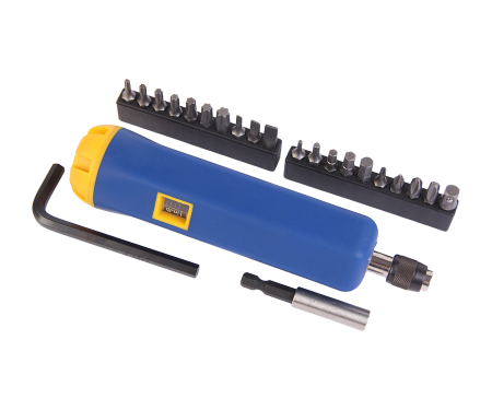 Отвертка динамометрическая JTC 4625A (1/4", с набором бит и адаптеров в кейсе)