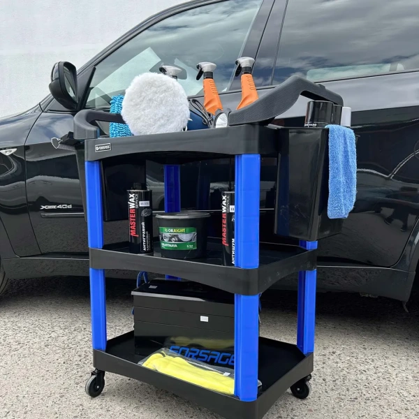 Тележка инструментальная 3-х полочная с двумя навесными лотками (г/п 150кг)