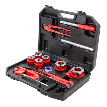 Набор сантехнического инструмента 12пр.(клуп: 1/4'', 3/8'', 1/2'', 3/4'',1', 1-1/4'')в кейсе
