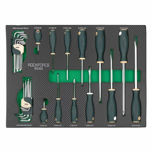 Набор отверткок с магнитным наконечником и ключей Г-образных 30пр., в ложементе