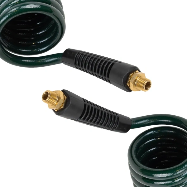 Шланг витой полиуретановый 8мм х 12мм х 10м с резьбовыми наконечниками 1/4''(max давление 15бар, раб. t от -20 до +60°С)