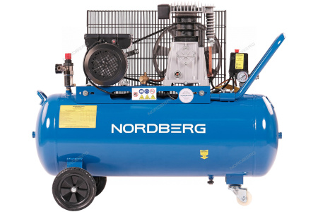 Компрессор поршневой с ременной передачей 220 В ресивер 100 л 446 л/мин NORDBERG NCE100/480