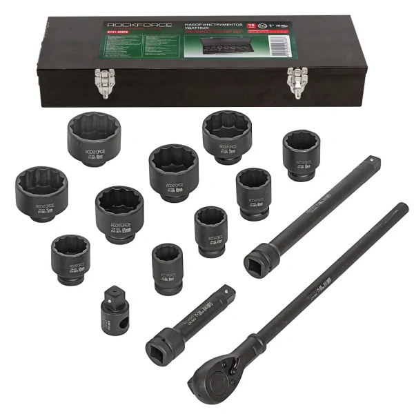 Набор инструментов ударных,15пр. 1''12гр.(36,41,46,50,55,60,65,70,75,80мм),в метал. кейсе