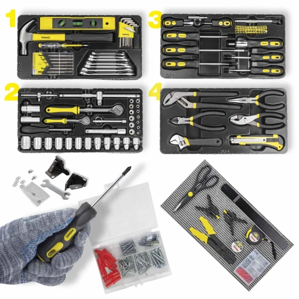 Тележка инструментальная с набором инструментов 257пр(700х600х290мм)