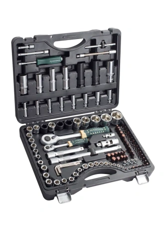 Набор инструментов 108+6пр.1/4''1/2''(6гр.)+(гол.-бита1/4'':T40,биты 5/16'':М5,6,8,10,12,14,головка 1/2''8мм,ключиГ-обр.:4,5,6мм,T20H,T25H, удл. гибк.1/4'')