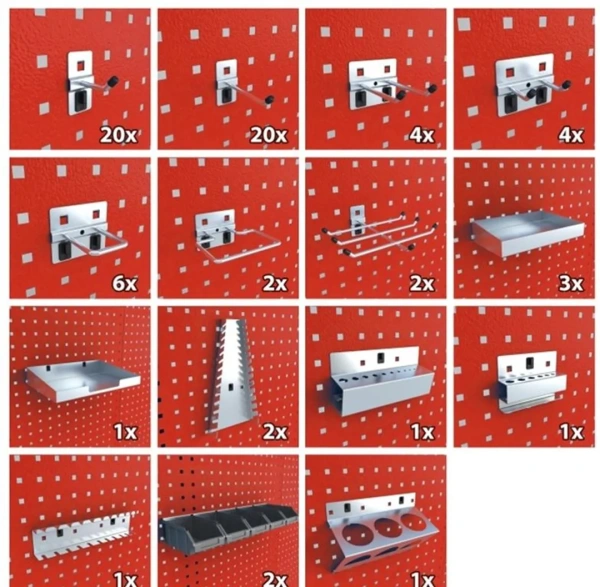Верстак металический 730х2000х2200мм(столешница 690х2000мм,перфорация1080х2000мм,бок перфорации500х600мм,ящик навес 1-а створч.-1шт,ящик навес5 полок-