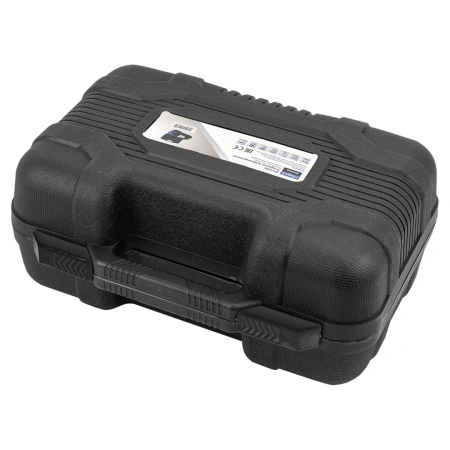 Компрессор автомобильный поршневой двухцилиндровый с аналоговым манометром и встроенным фонарем (12В, 20А, 65л/мин, 7бар) в пласт.кейсе