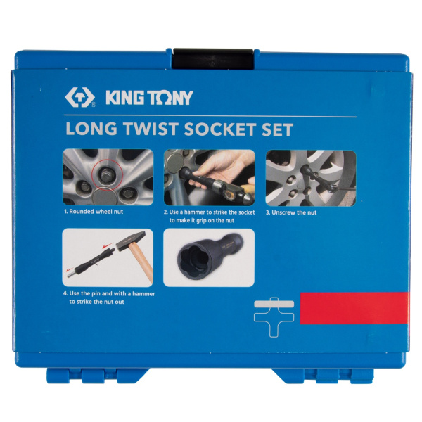 Набор торцевых головок для поврежденных гаек и болтов 17, 19, 21 мм 4 предмета KING TONY 9TD164MR