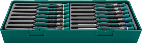 Набор отверток для точной механики в ложементе L-65 мм 14 предметов JONNESWAY D376514LSP