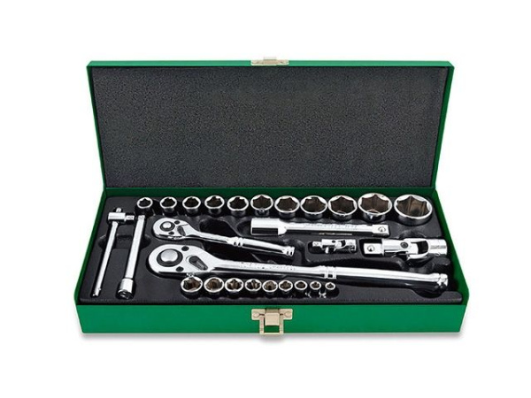 Набор головок 1/4" 1/2" 27предм. 6гр. метал.кейс TOPTUL