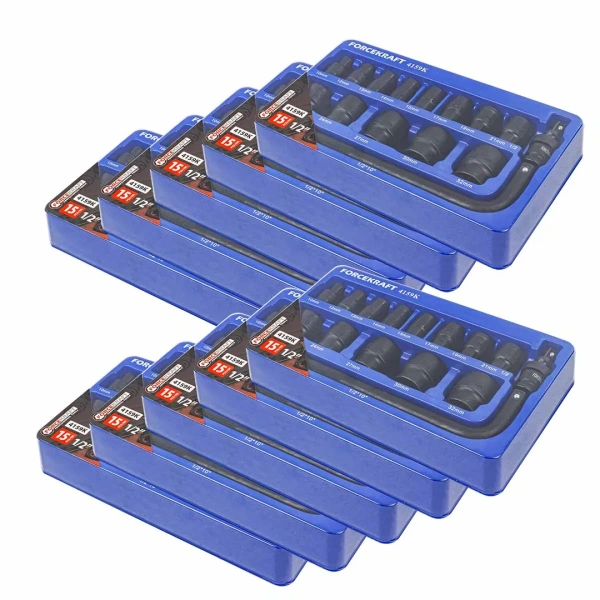 ( 10 K-T ) Набор головок ударных 15пр. 1/2''(6-гр.) (10,12, 13, 14, 15, 17, 19, 21, 22, 24, 27, 30, 32мм) в ложементе''